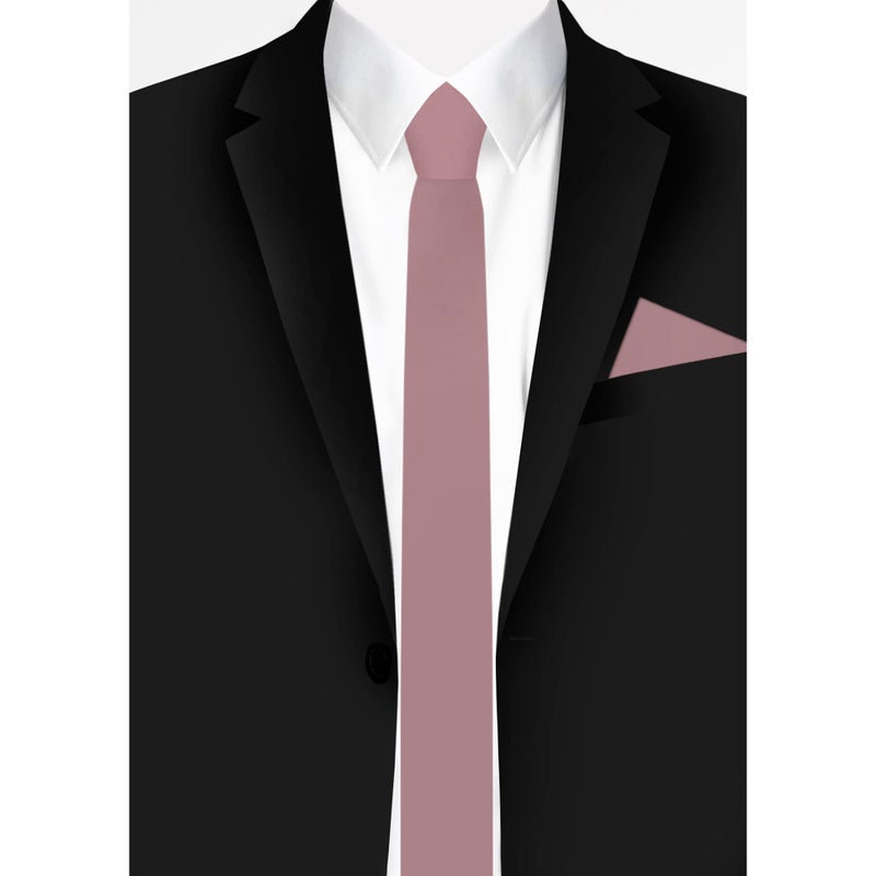 Jacob Alexander Men's Skinny Width 2" Solid Color Tie - Dusty Rose - Image 3